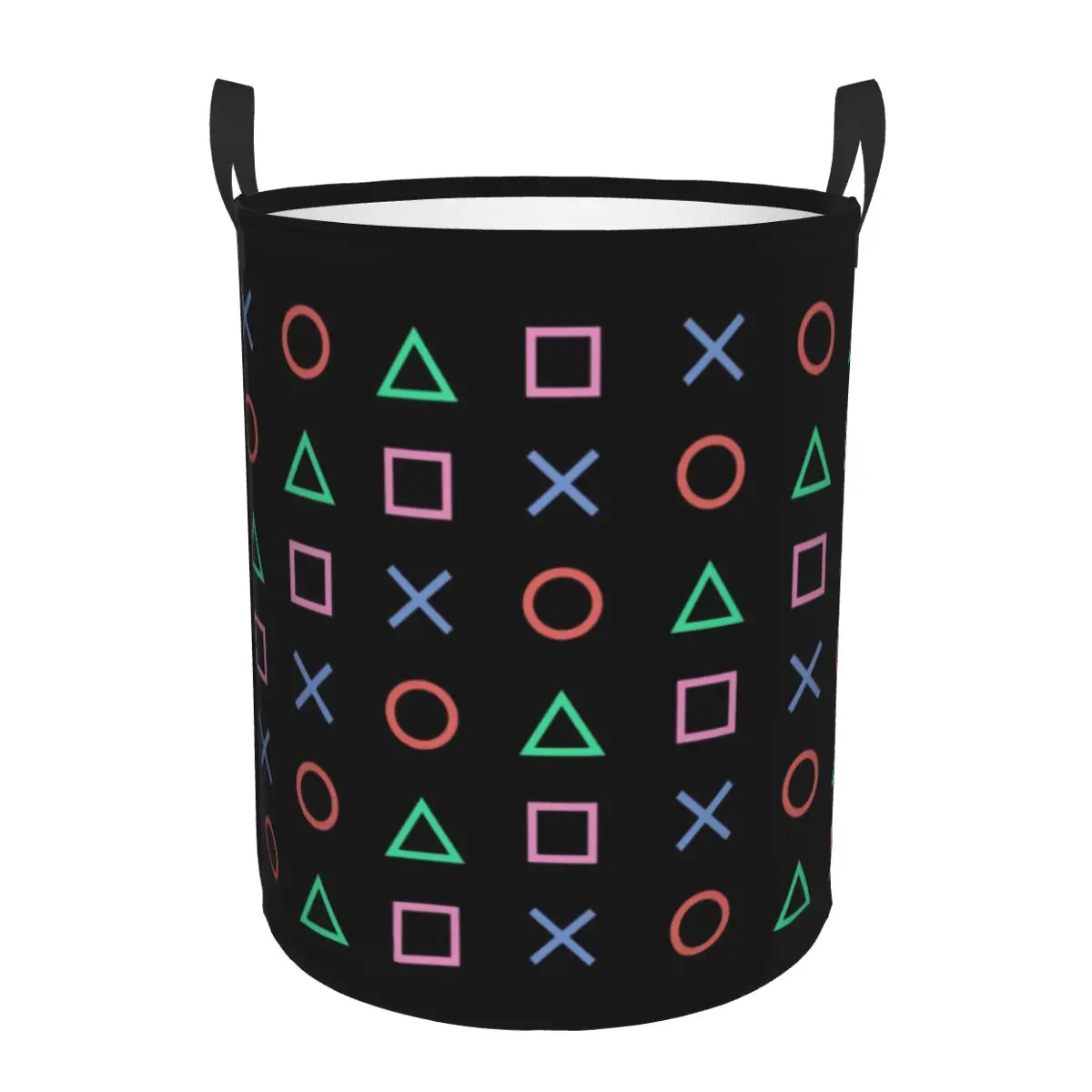 Custom Gamer Gaming Controller Laundry Basket Foldable Video Lover Classic Buttons Icon Clothes Hamper Nursery Toys Storage Bag