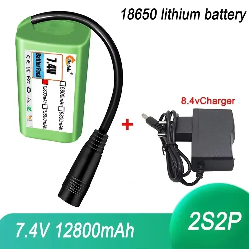 Langlebiger 7,4V 12800mAh Lipo-Akku für T188 T888 V007 H18 C18 Ferngesteuerte Angelköderboote Zubehör Fahrrad Helle Scheinwerfer