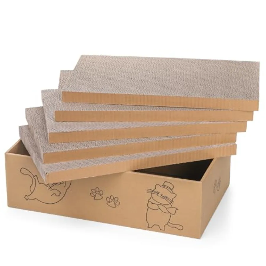 

5 Packs in 1 Cat Scratcher with Box Large Cat Scratching Boards Cardboard Box Reversible Cat Scratch Pads for Indoor Cats Cat S