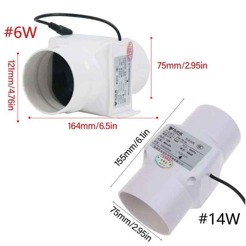 Mini 75mm Ventilation Fan Energy Eficiente Film para suprimento escape 37JD