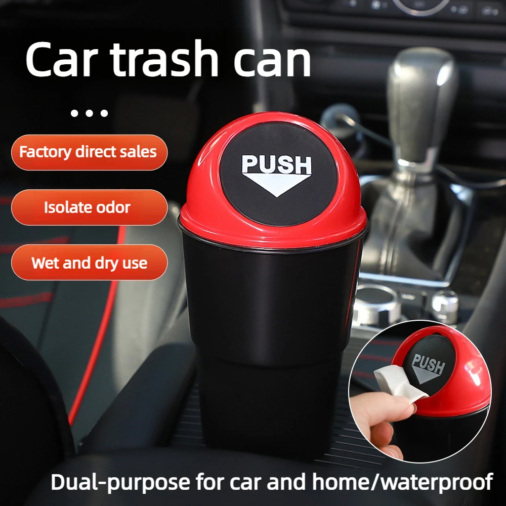 

Портативная мини-корзина для мусора в автомобиль с откидной крышкой, прочный пластиковый контейнер для отходов, варианты цвета: черный/красный, для организации пространства в автомобиле/на рабочем столе