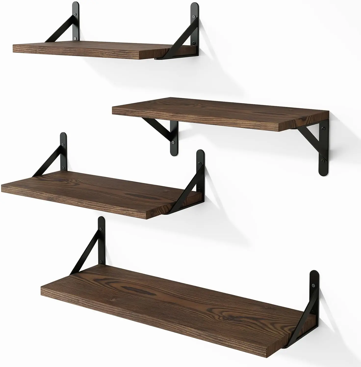 

Floating Shelves for Wall, Different Sizes Dark Carbonized Pine Wall Shelves for Living Room, Bathroom, Bedroom, Kitche