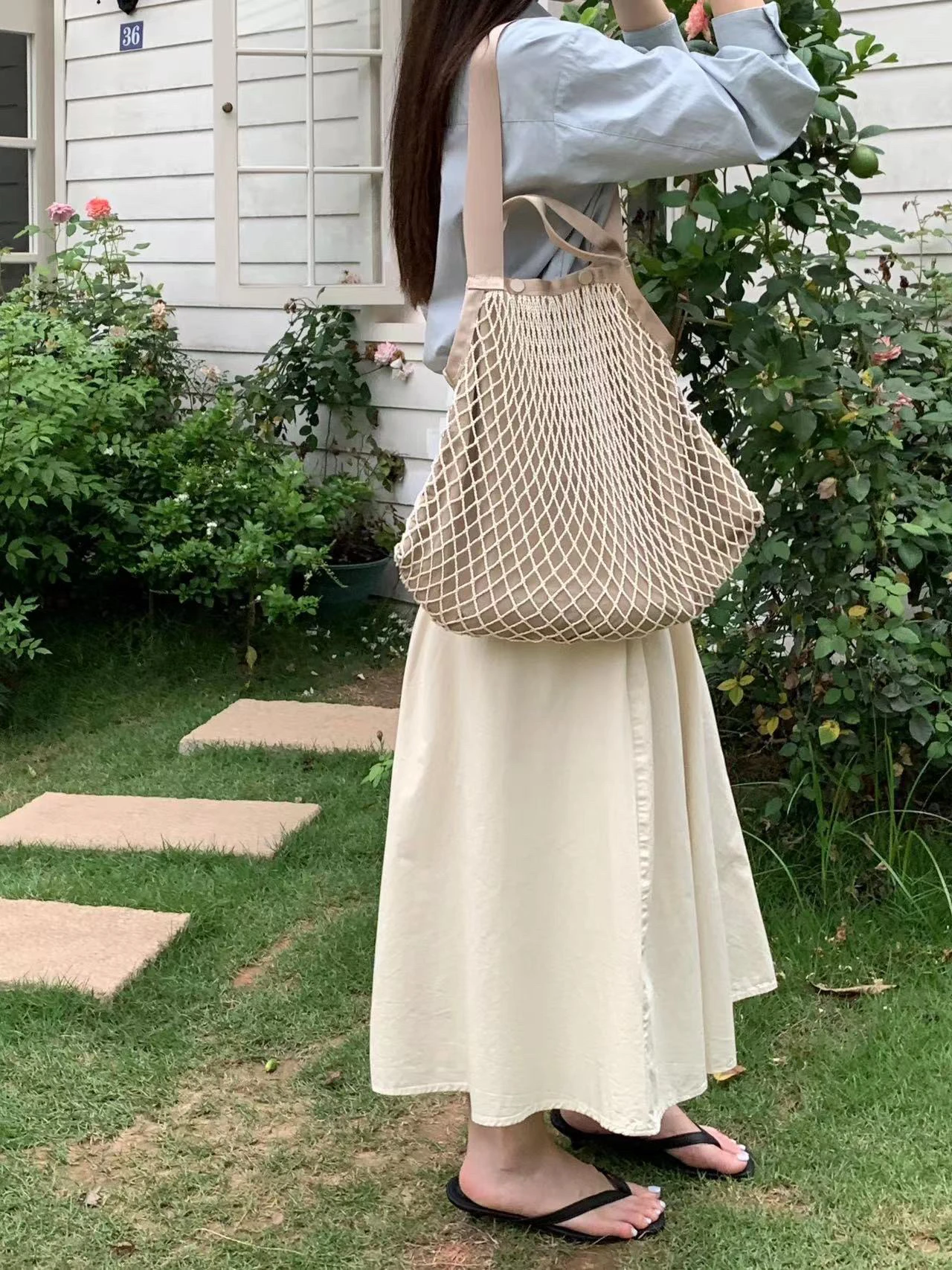 MABULA Simple Casual Woman Shopping Tote Bag Nylon Solid Color Lightweight Shoulder Purse For Female Foldable Ladies Bag