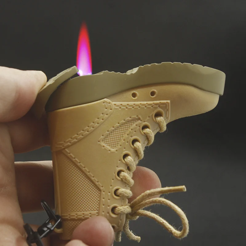 

Leather Boot Shape Windproof Lighter Metal Inflatable Cigarette Lighters & Smoking Accessories Straight To Flame Cigar Igniters