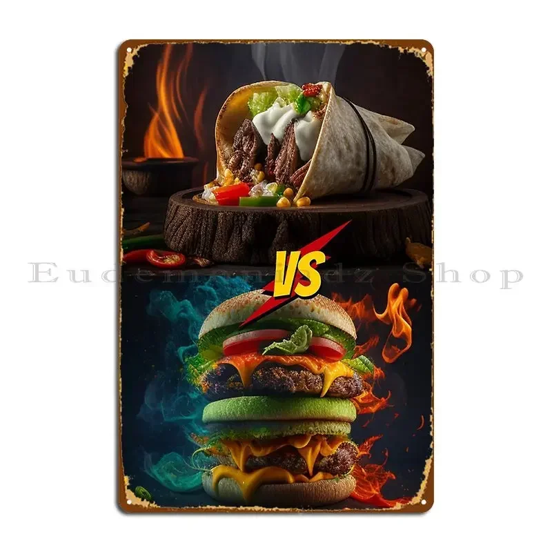 Doner Vs Burger Metal Signs Club Cinema Iron Rusty Wall Decor Tin Sign Poster