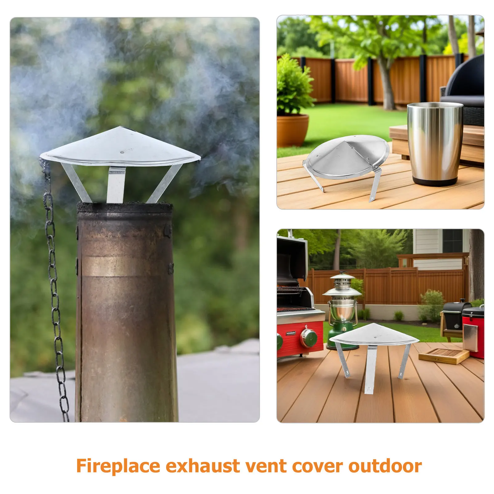 2Pcs Exterior Roof Vent Cover Metal Chimney Cap for Fireplace Furnace Flue Pipe Rain Wind Protection Outdoor Exhaust Vent Cap - view 2