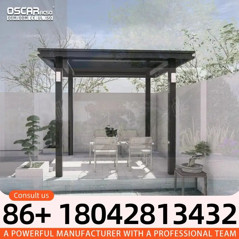 Electric Opening Roof Outdoor Terrace Pergola with LED Lights Garden Shade Structure for Backyard Patio Lawn pergola