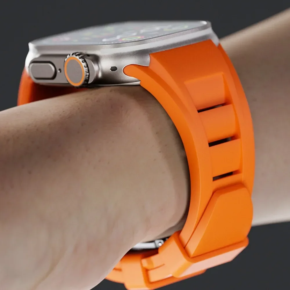 Cinturino in silicone fluorurato liquido per cinturino Apple Watch Ultra 2 49mm 46mm 45mm 44mm Kit di modifica cinturino 10 9 8 7 6 5 3 SE