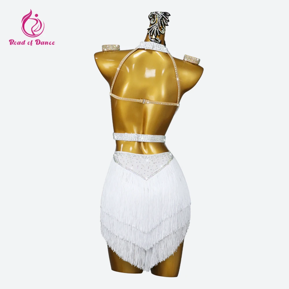 White Women Dance Dress Latin Skirt Sex Girls Line Clothes Kids Dancewear Prom Competition Ball Samba Costume Cabaret Stage Suit