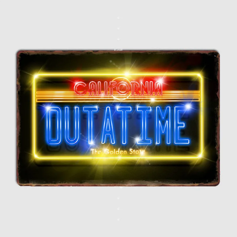 Outatime Back to the Future Retro Neon Poster Metal Sign Garage Club Tin Custom Indoor Home Wall Decor Room Decor