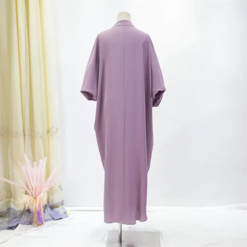 Abayas Ramadán para mujer, elegante vestido largo de manga larga, cárdigan suelto musulmán Abaya, caftán de cuello redondo sólido