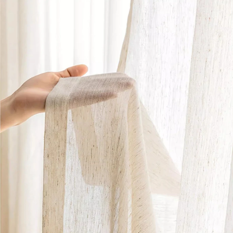 Cotton Linen Curtain Look Yarn Tulle S Fold Sheer Curtains for Living Dining Room Bedroom Elegant Window Decor Good Quality Door