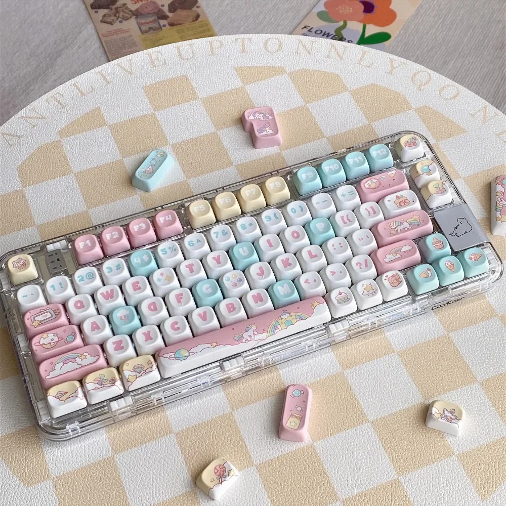 Small Full Set, Rainbow Horse, Keycaps, Sublimation PBT SO Height, Keycaps, Mechanical Keyboard for Gateron Cherry MX Switch