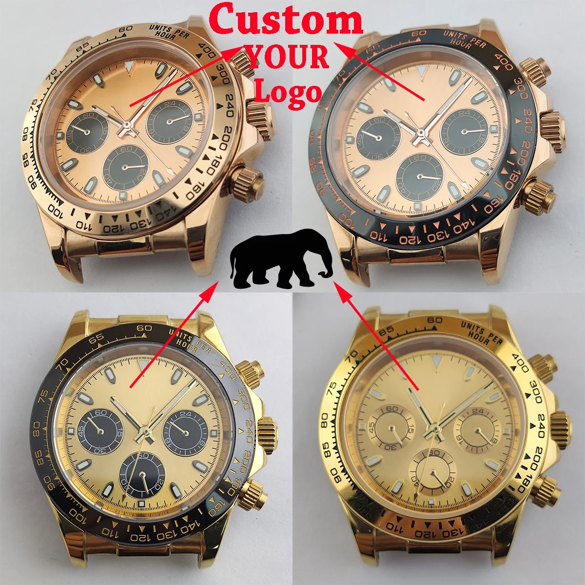 

39mm case VK63 case 29mm dial Panda dial custom logo dial quartz watch VK63 movement Chronograph watch accessories no nh35 case