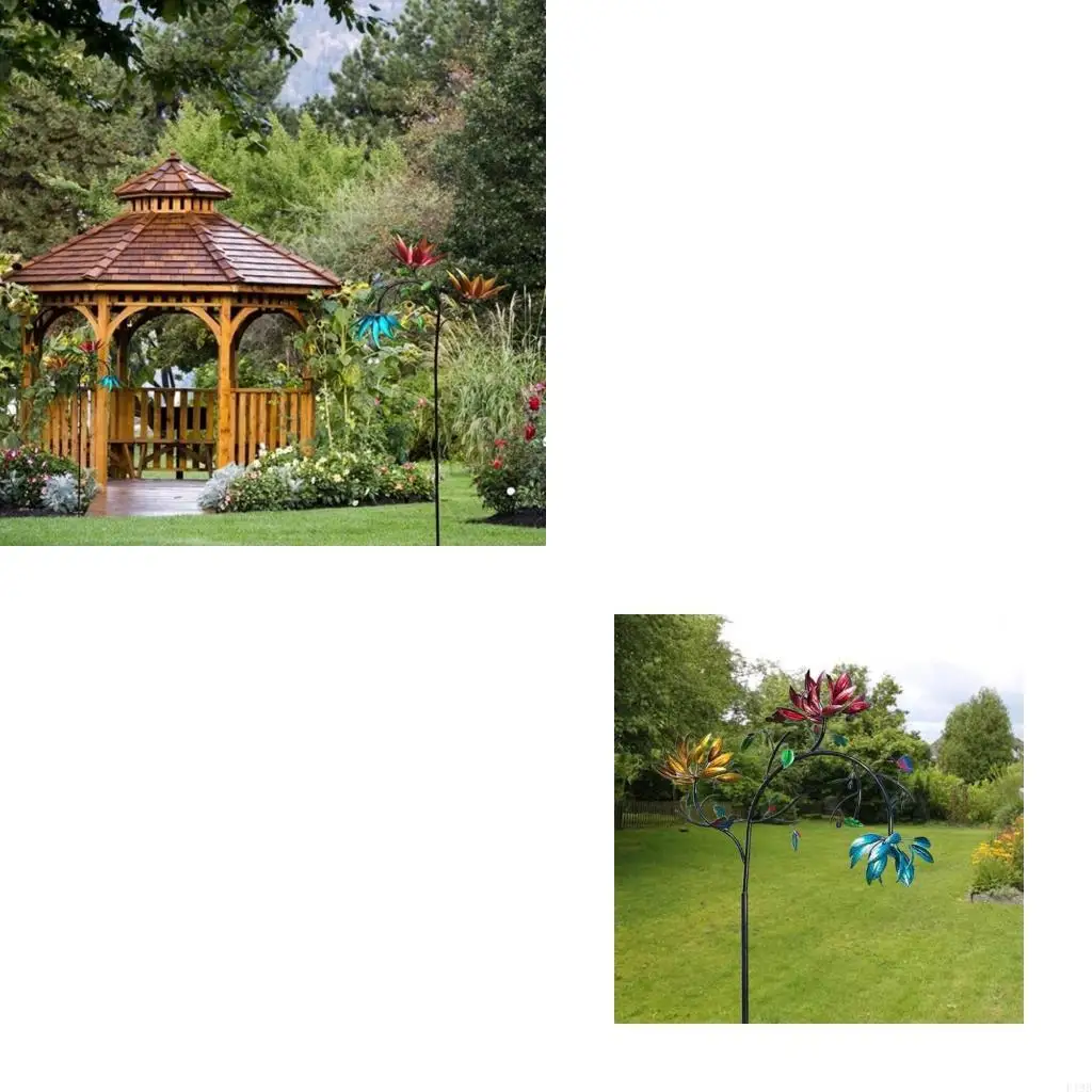 

F19B Metal Windmill Art Decoration for Garden Yard Patio Outdoor Vertical Sculpture Stake Wind Spinner Rustproof Non Fading