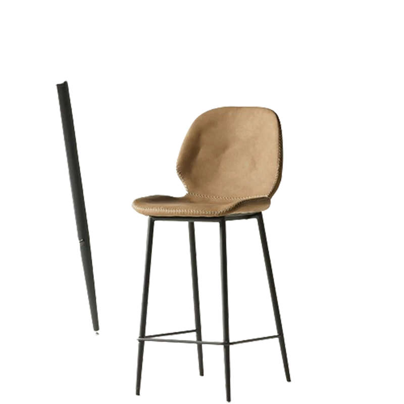 Chaises de Bar Minimalistes Modernes en Cuir, Mobilier de Luxe, Style Nordique, pour Chambre à Coucher, Cuisine, Gris