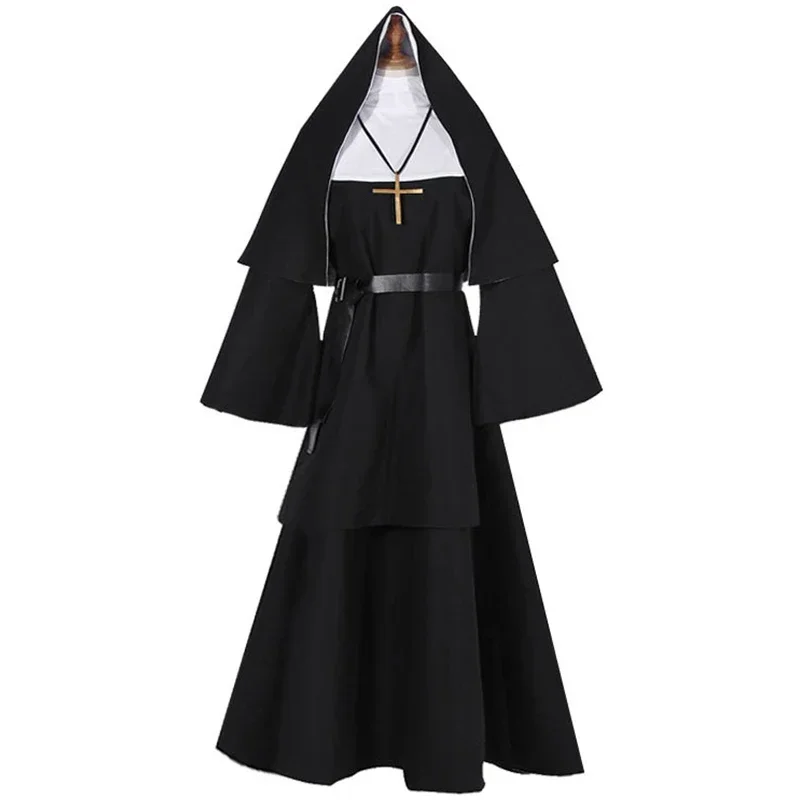 halloween nun Cosplay CostumeTraditional Adult Valak Black Religious Robe Suit Party Demon Performance Clothes