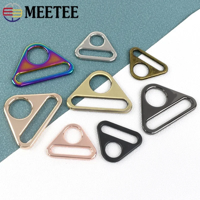 10/20Pcs Meetee 20-50mm Metal Strap Buckle Triangle Ring Hook Bag Straps Connection Rings Clasp Bikini Closures Button Accessory