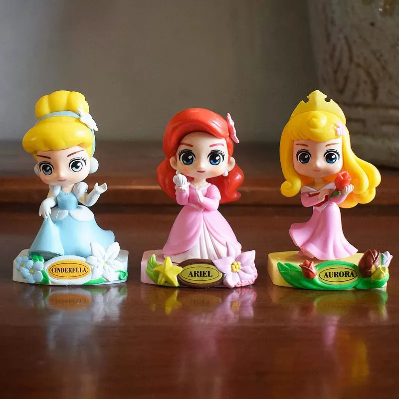 Disney Princess Garden Dream Series Blind Box Q Version Action Figures Snow White Belle Rapunzel Cake Topper Toy for Girls Gift view 2