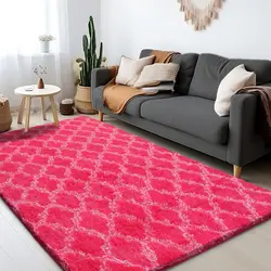 Shag Area Rug Feet Extra Soft Rugs for Living Room, High Pile Indoor Carpet for Bedroom Playroom Nursery Home Decor Geometric