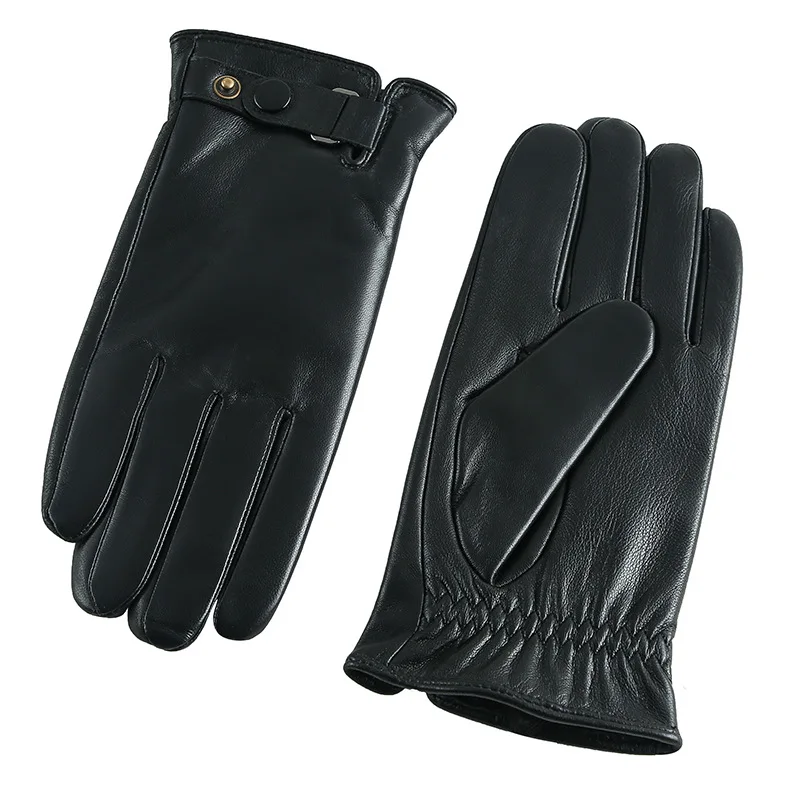 Wholesale Business Casual Autumn and Winter Men's Sheepskin Touch Screen Leather Gloves Soft Warm Fleece Thickened Winter