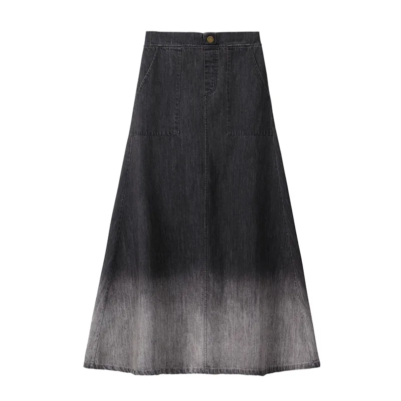 AP denim washed teen girls women spring summer long skirt ladies fashion maxi jeans skirts clothing