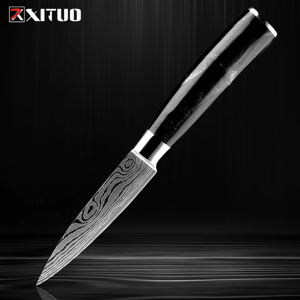 

XITUO Paring Knife 3.5 inch Fruit Knife, Small Kitchen Knives, High Carbon Stainless Steel Sharp Knife Full Tang Resin Handle