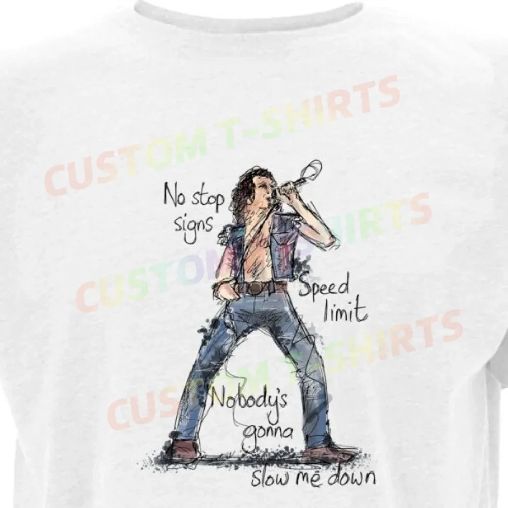 

185 31_Bon_Scott_–_Highway_to_Hell_–_AC_DC Fans' comic-style hand-drawn pattern T-shirts for both men and women in summer