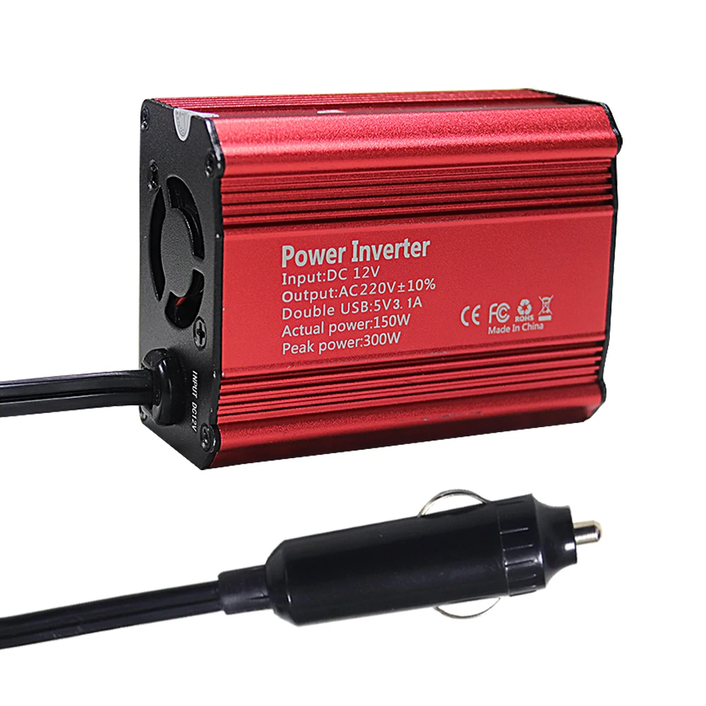 DC 12V to 220V AC Car Inverter  300W DC to AC Power Converter  Automatic Transformer With EU Socket Dual USB  Car Adapter Dropsh