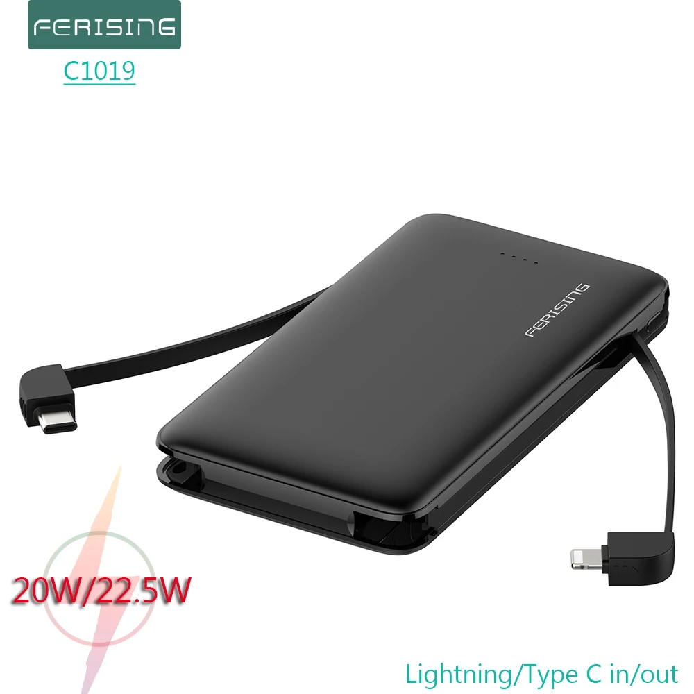 FERISING с кабелем Power Bank, зарядное устройство VOOC Flash Dash 5A, портативный аккумулятор 10000 мАч, 20 Вт, 22,5 Вт, PD, Powerbank для Oneplus New