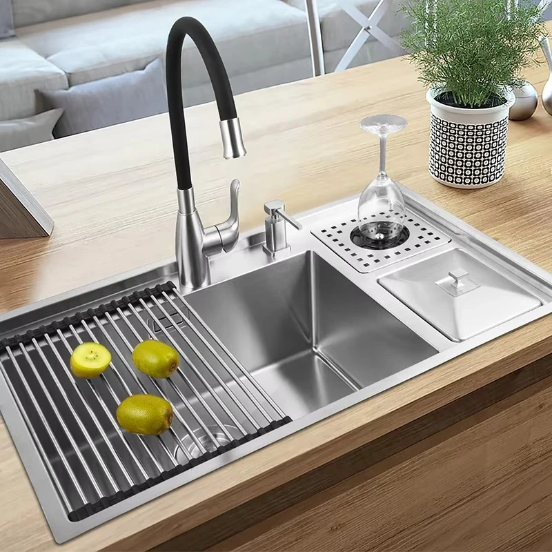 New Style High Quality Multifunction  Bars Sink Kitchen Sink Cup Rinser 304 Stainless Steel Handmade Kitchen Sinks for