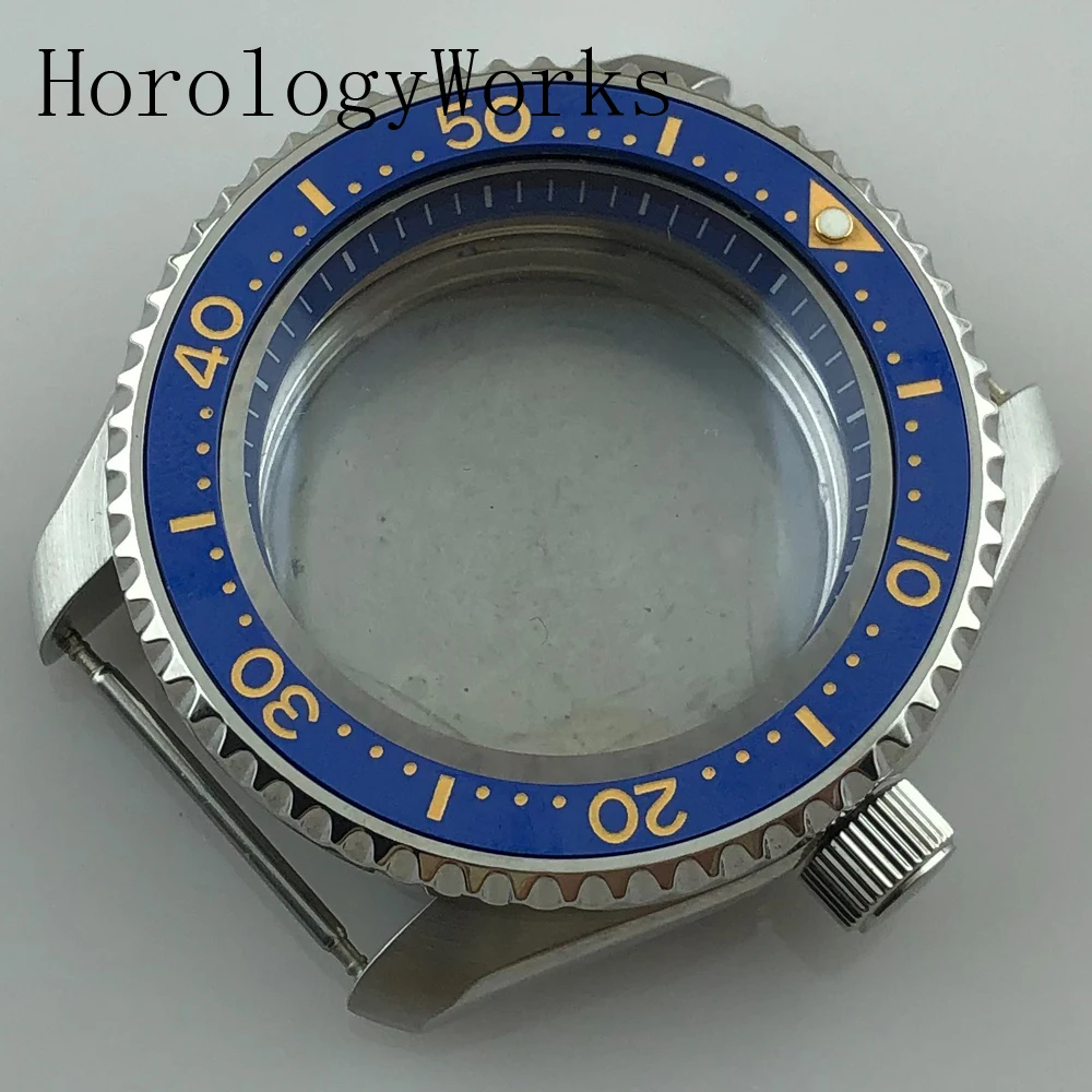 

42mm Stainless Steel Case Sapphire Glass Fit NH35/NH36 Movement Watch Parts Blue Decoratiue Ring
