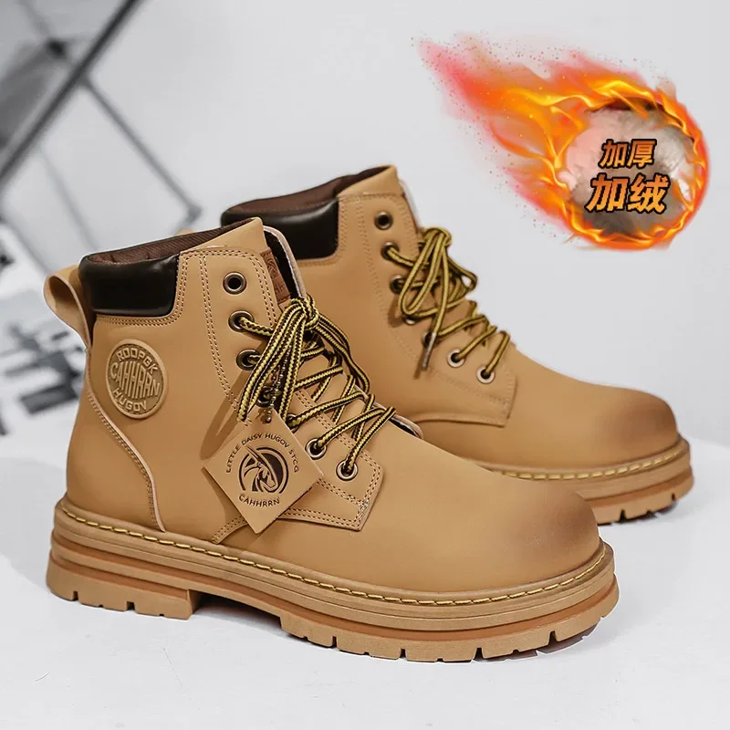 

Ботильоны Высокие бархатные мужские кроссовки Зимние ботинки для мужчин Обувь для спорта и отдыха для мужчин Теплые нескользящие лоферы Новинка