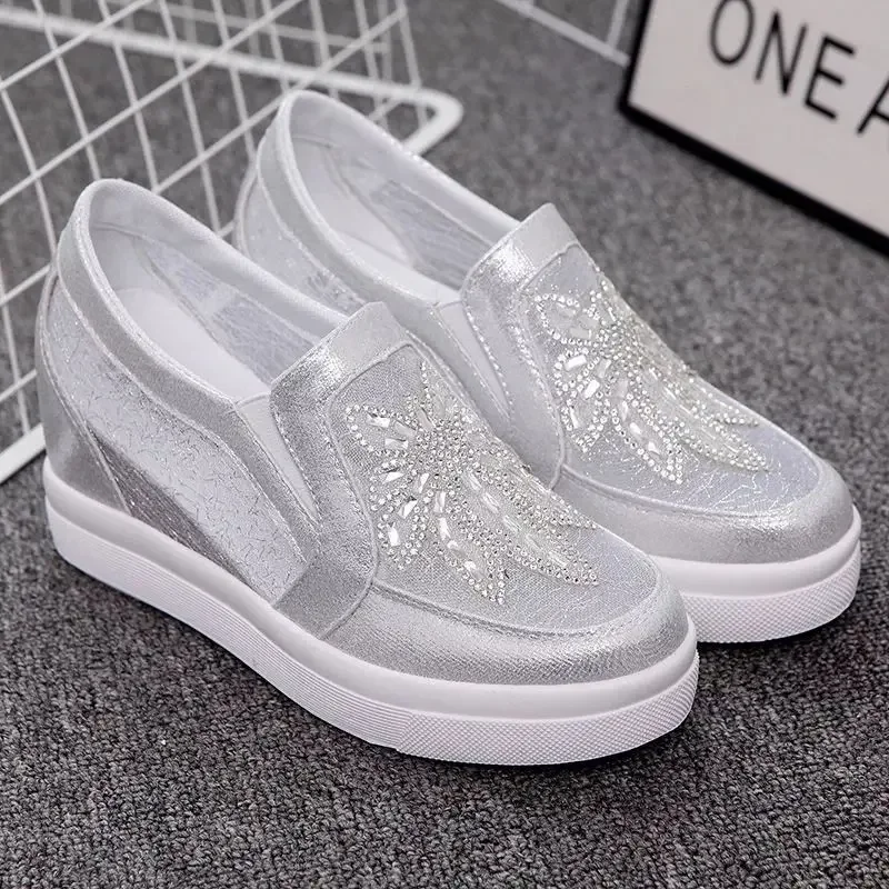 

Wedge Rhinestone Woman Footwear On Sale Designer Luxury Korean Walking Trends 2025 Y2k Fashion Offer Casual New Shoes for Women