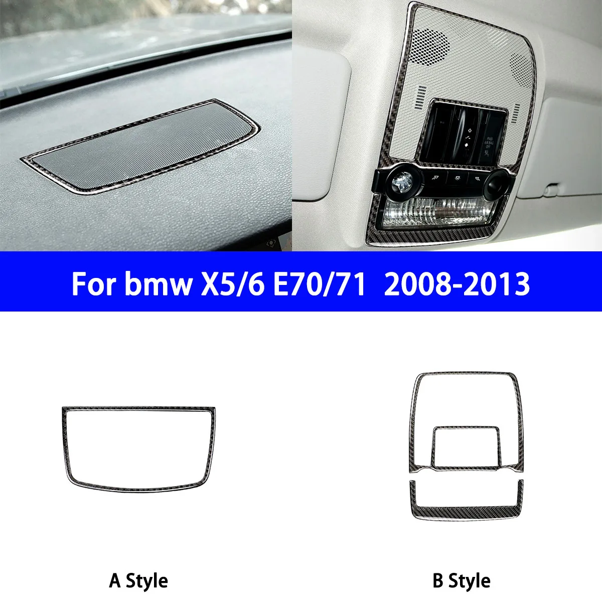 

For Carbon Fiber Modification of Dashboard Horn Frame and Reading Light Panel Decorative Stickers for BMWx5E70 2008-2013 Models.