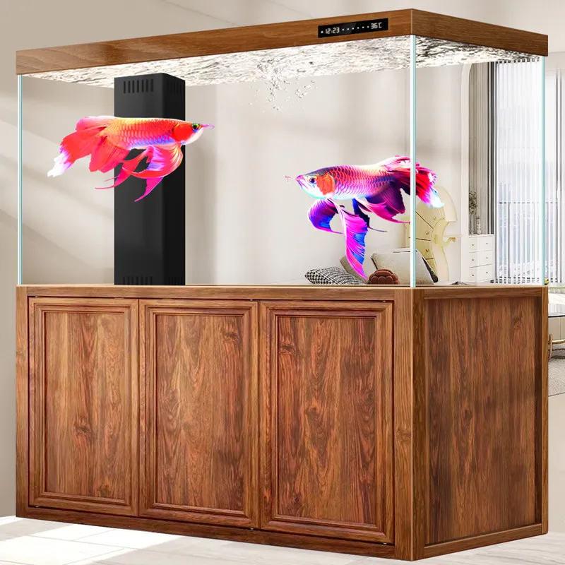 

Fish tank aquarium living room home office floor ecological water-free ultra-white glass bottom