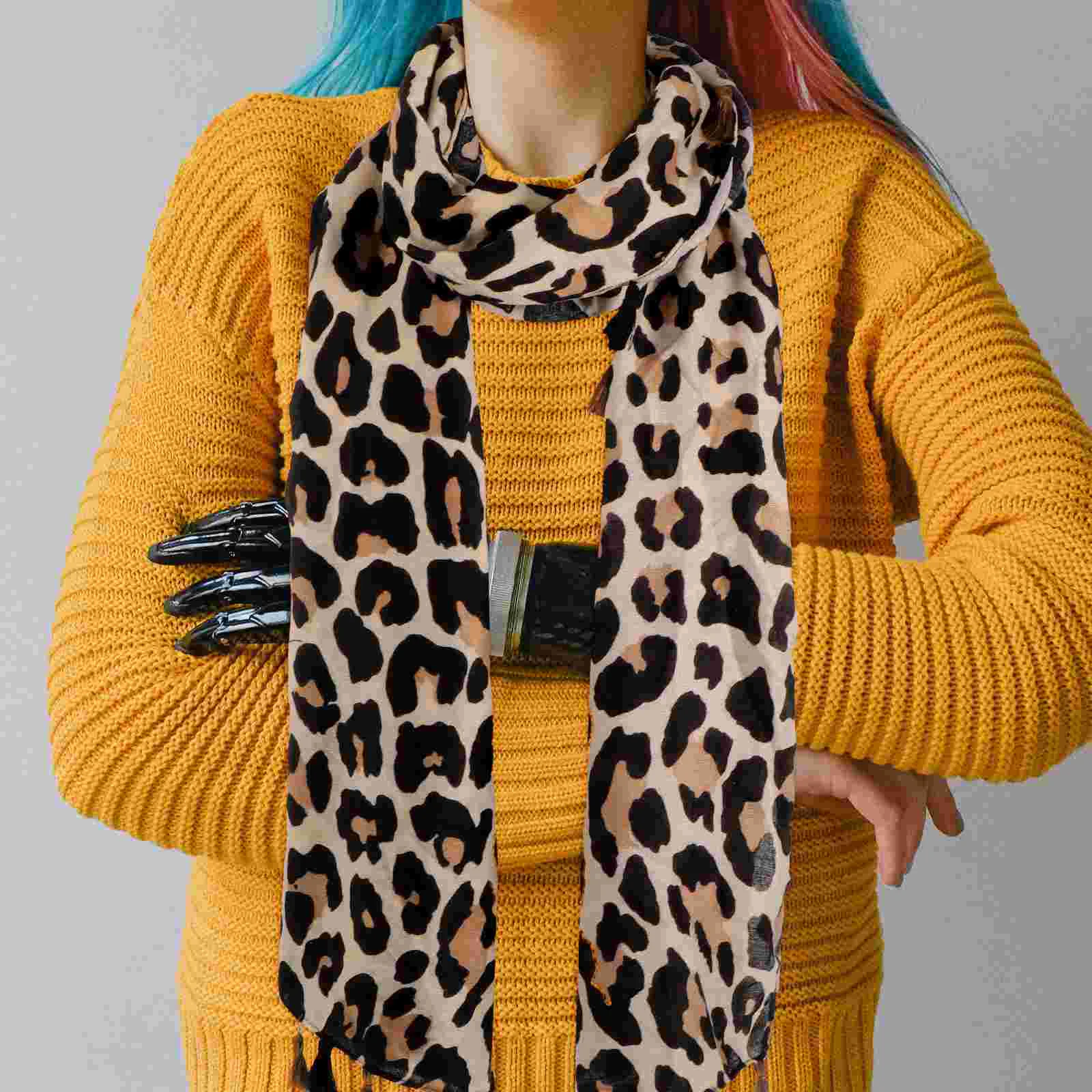 Long Scarf Women Cotton Leopard Winter Shawl Classic European and American