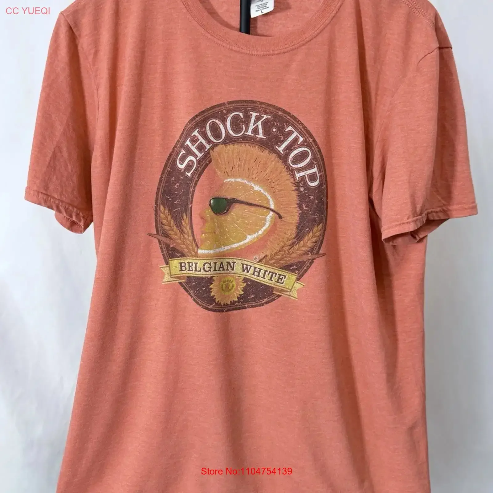 Shock Top Belgian White Beer T shirt Men s Size Large Vintage Style Soft vintage Washed homme streetwear graphic Breathable