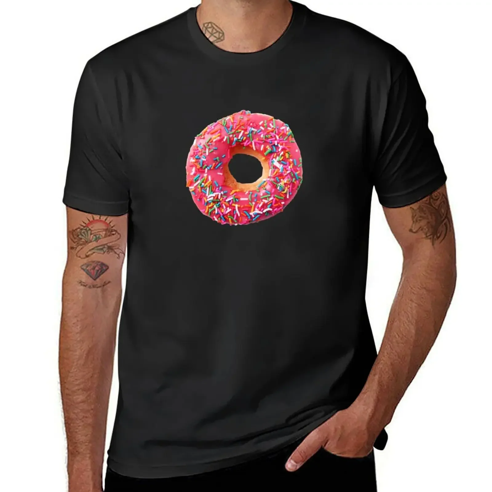 Pink Donut T-Shirt aesthetic clothes boys animal print summer clothes anime clothes heavyweight t shirts for men