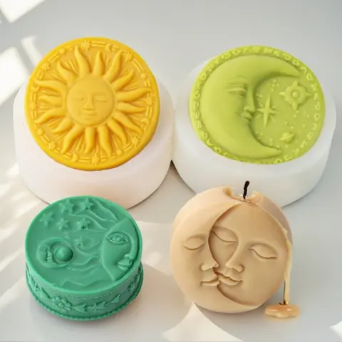 Sun Moon Face Candle Silicone Mold DIY Moon Scented Candle Soap Making Mold Handmade Soap Gypsum Resin Craft Molds Home Decor
