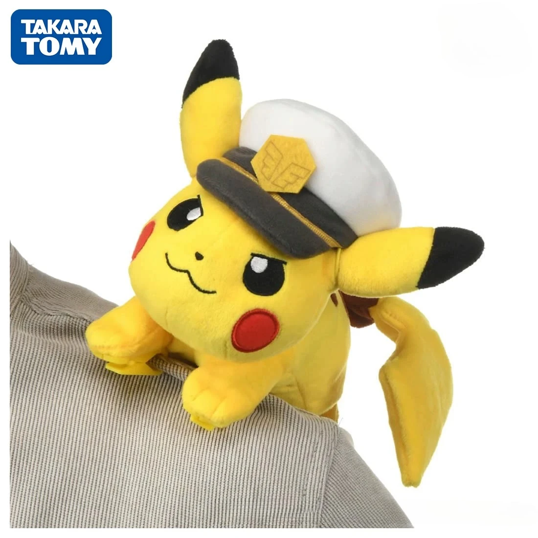 Takara Tomy Pokemon Captain Pikachu Shoulder Plush Doll Cute Stuffed Toy Bag Decor Gift