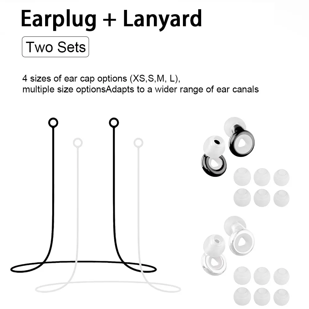 Reusable Silicone Earplugs 2 Pairs Complete With Silicone Lanyard Noise Isolation Ear Protection For Outdoor Music Fest Shower
