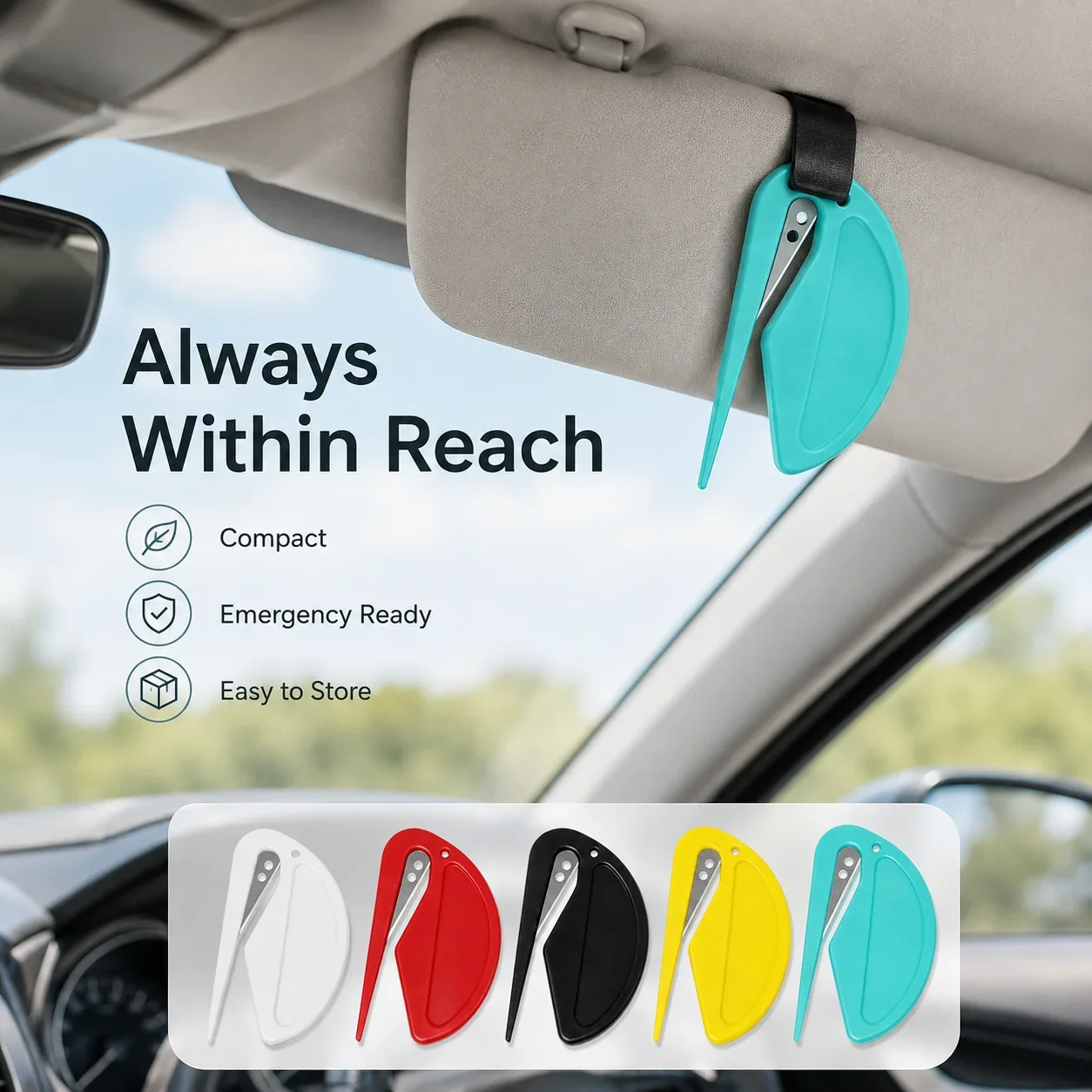 Seatbelt Cutter Emergency Tool, Car Safety Belt Cutter with Hidden Blade, Compact Escape Tool for Vehicle