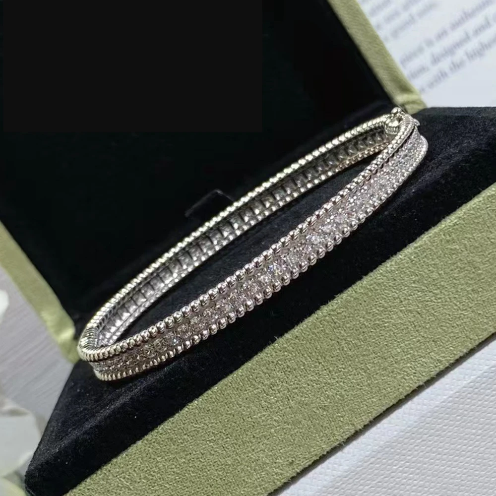 IsRabbit 18K Gold Plated 20CT Moissanite Diamonds Anniversary Bangles Bracelet 925 Sterling Silver Luxury Jewelry Drop Shipping