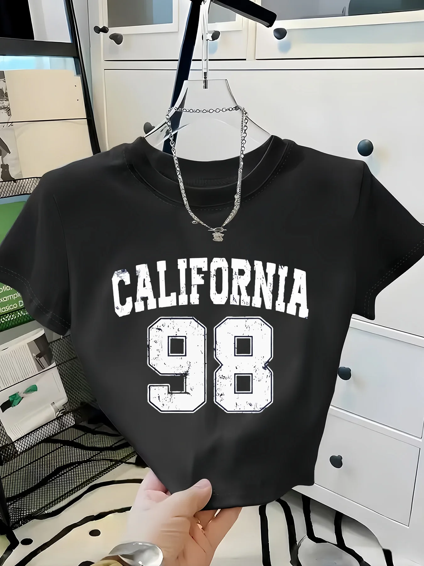 Short Cropped Letter Print Women'S Casual Stylish Round Neck Sleeve T-Shirt Summer Sleeved Harajuku Streetwear Tops Tees