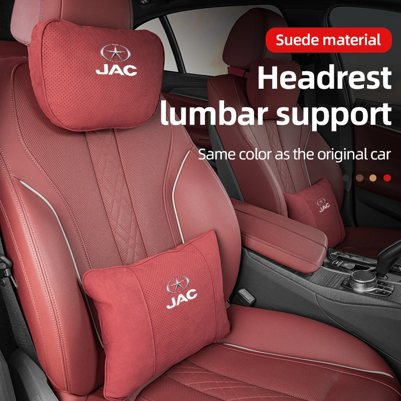 

Suede Car Seat Lumbar For Jac J2 J3 J4 J5 J6 SEI2 Pillow Natural Breathable Car Seat Lumbar Neck Pillow Car Interior Accessories