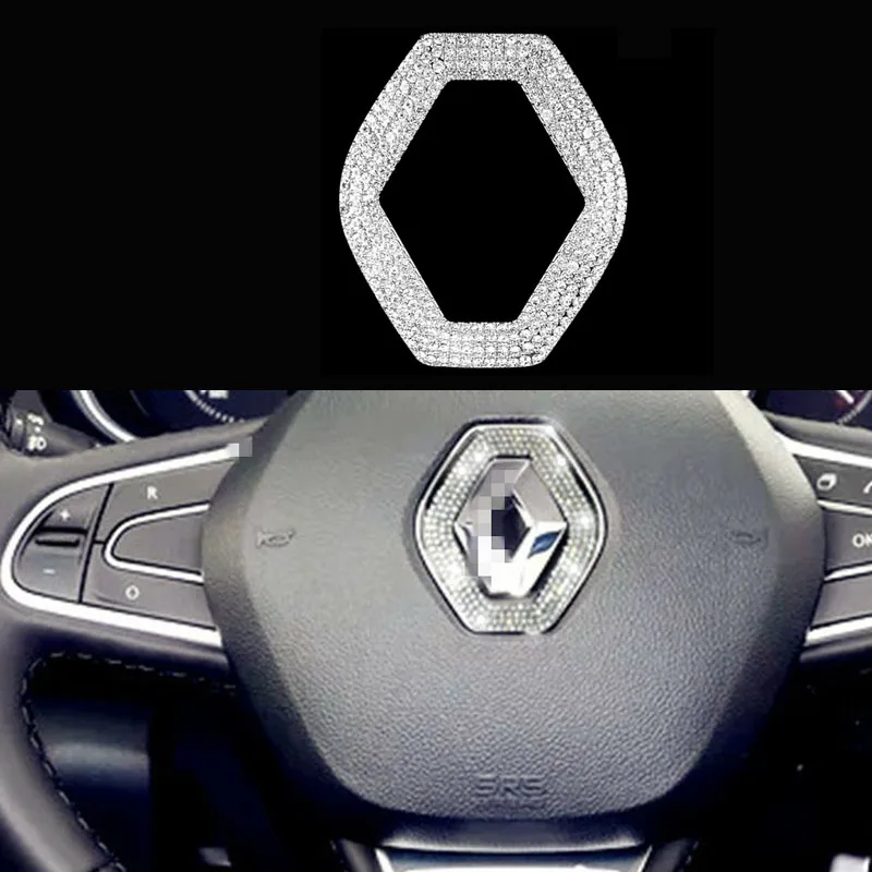 Car Steering Wheel Emblem Diamond Sticker for Renault Koleo Koleka Megane 2 3 Clio 4 Captur Kadjar Fluence Auto Accessories