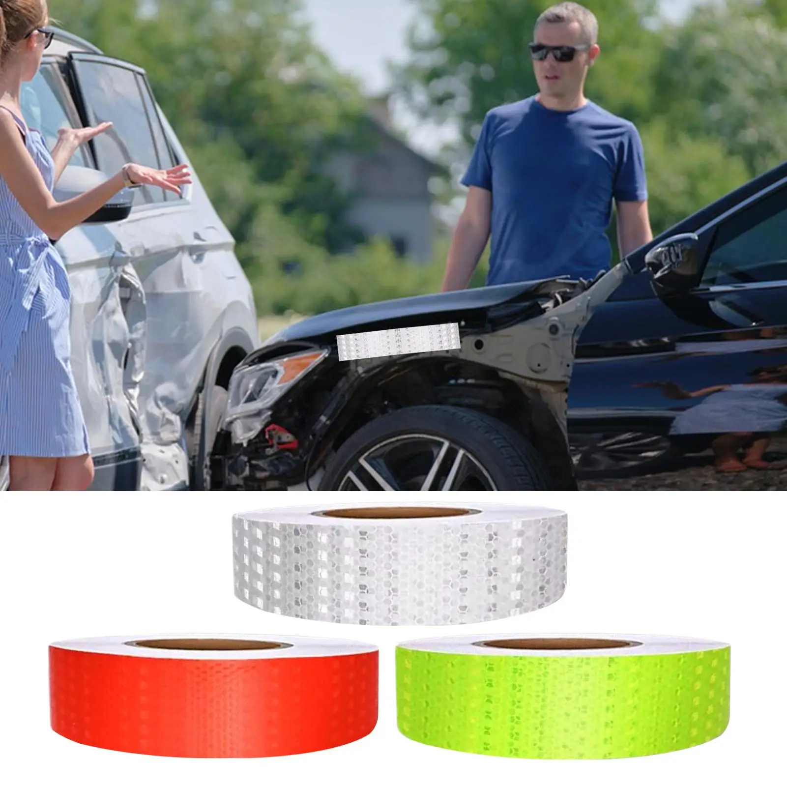Reflective Tape For Trailers Nighttime Warning Sticker 2 Inches X 33 Feet Water-resistant Fluorescent Adhesive Safety Warning