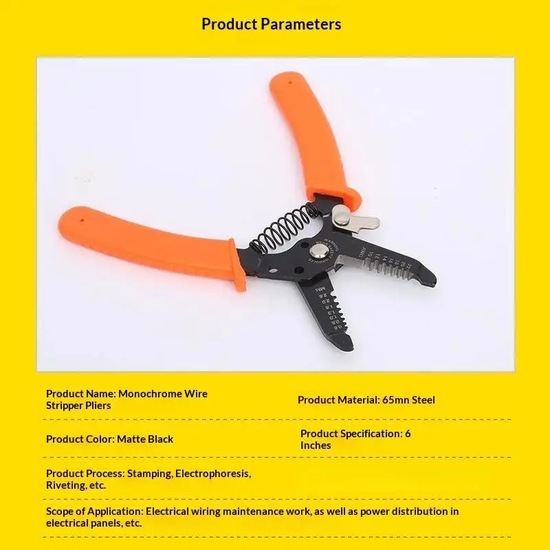 Non Slip Handle Multifunctional Wire Stripper Plier Cable Cut Strip Tool For Electrician Wire Repair Work