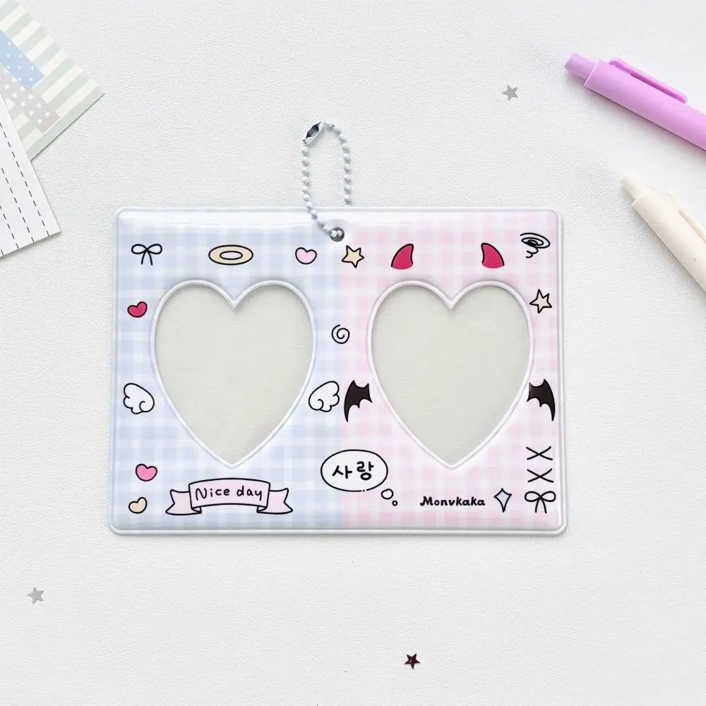 High Quality 3 Inch Kpop Photocard Holder Heart PVC Card Holder CP Double Grid Picture Display Card Sleeve